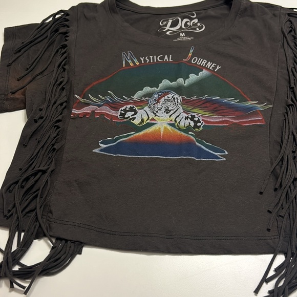 Cropped vintage fringe t-shirt. Mystical Journey. Western grunge fringe style - Picture 4 of 8